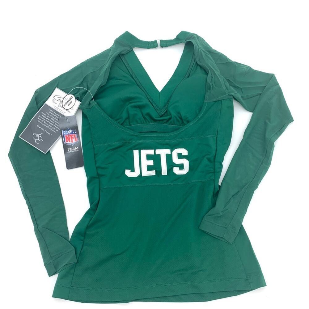 New York Jets NFL Green Wildkat Long Sleeve Shirt Jersey Top Shirt XS NWT